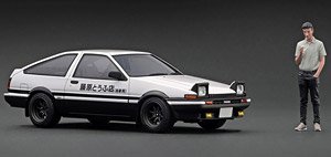INITIAL D Toyota Sprinter Trueno 3Dr GT Apex(AE86) White/Black With Mr.Bunta (Diecast Car)