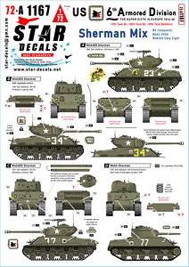 US 6th Armored Division # 1. Sherman Mix. M4 Composite, M4A3, M4A3E8. (Plastic model)