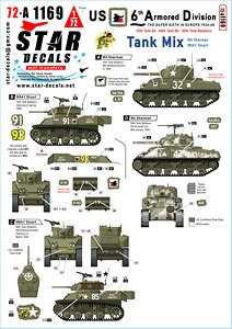 US 6th Armored Division # 3. Tank Mix. M4 Sherman, M5A1 Stuart. (Plastic model)