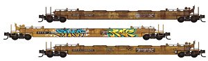 (N) Double Stackcar TTX Weathered (3-Car Set) (Model Train)