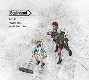 Playing out, World War II Era (3 figures) (Plastic model)