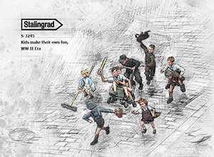 Kids make their own fun, World War II Era (9 figures) (Plastic model)