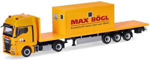 (HO) MAN TGX GX フラットベットセミト レーラートラック `MAX BOGL` (鉄道模型)