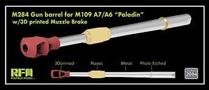 M284 Metal Gun Barrel w/Muzzle Brake for M109A7/A6 Paladin (Plastic model)