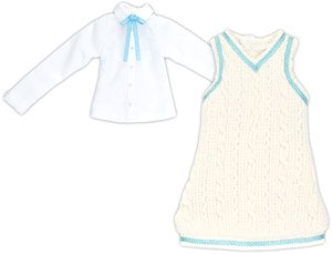 PNS College Onepiece set White x Light Blue (Fashion Doll)