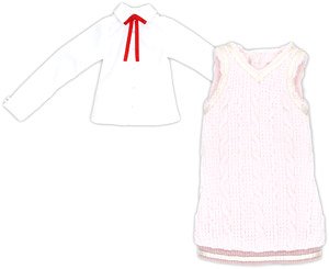 PNS College Onepiece set Pink x Red (Fashion Doll)