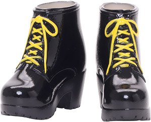 1/6 Soft Vinyl Short Boots Gloss Black x Yellow (Fashion Doll)