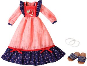 BonBons Retrospective Flower One Piece Set Light Orange x Navy (Fashion Doll)