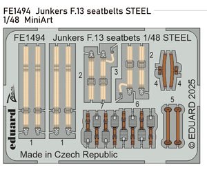 ユンカース F.13 シートベルト (ステンレス製) (ミニアート用) (プラモデル)
