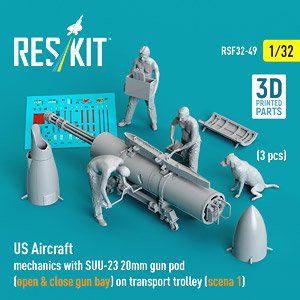 米軍 整備兵w/SUU-23 ガンポッド & 台車 (タイプ1) (3体入) (プラモデル)