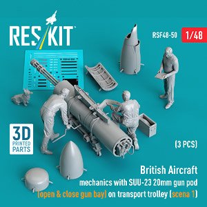 イギリス軍 整備兵w/SUU-23 ガンポッド & 台車 (タイプ1) (3体入) (プラモデル)