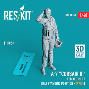 A-7 `Corsair II` female pilot (in a standing position - type 1) (1 pcs) (3D Printed) (Plastic model)