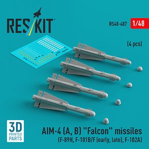AIM-4 (A, B) `Falcon` missiles (4 pcs) (3D Printed) (Plastic model)