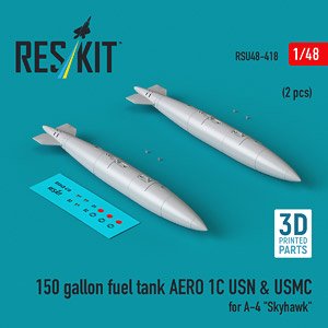 150 gallon fuel tank AERO 1C USN & USMC (2 pcs) for A-4 `Skyhawk` (3D Printed) (Plastic model)