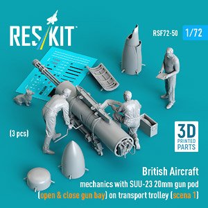 イギリス軍 整備兵w/SUU-23 ガンポッド & 台車 (タイプ1) (3体入) (プラモデル)