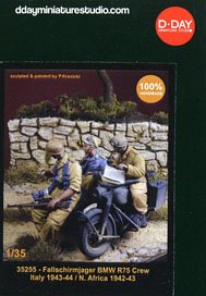 WWII ドイツ サイドカーに乗る降下猟兵セット イタリア1943-44/チュニジア1943(3体入) (プラモデル)
