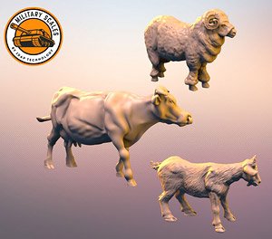 動物セット1・牛・羊・ヤギ (プラモデル)