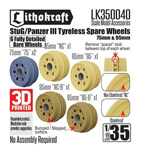 StuG/Panzer III Tyreless Spare Wheels (Set of 6) (Plastic model)