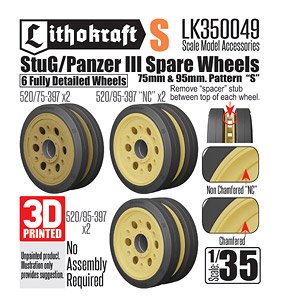 StuG/Pz III Spare Wheels PATTERN S (Set of 6) (Plastic model)