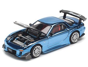 MAZDA RX-7 RE-AMEMIYA WIDEBODY - BLUE CHROME (ミニカー)