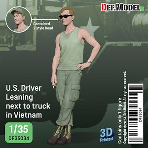 US Driver leaning next to truck, Vietnam (2 Style Head) (Plastic model)