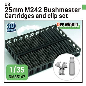 現用 アメリカ M2/M3ブラッドレー/LAV-25用 M242 25mmブッシュマスター機関砲空薬莢/クリップセット (プラモデル)