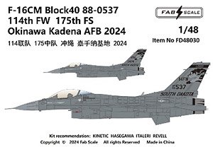 F-16CM Block40 88-0537 114th FW 175th FS Kadena Air Base 2024 (Decal)