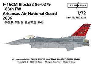 F-16CM Block32 86-0279 188th FW Arkansas National Guard 2006 (Decal)