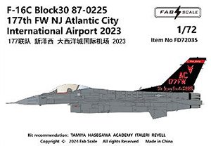 F-16C Block30 87-0225 177th FW New Jersey Atlantic City International Airport 2023 (Decal)