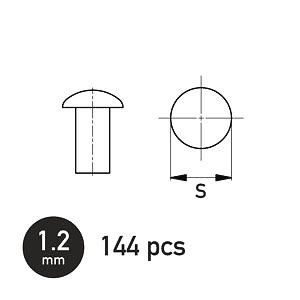 Flat Spherical Rivet 1.2mm (144 Pieces) (Plastic model)