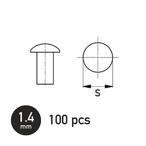 Flat Spherical Rivet 1.4mm (100 Pieces) (Plastic model)
