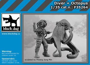 Diver and octopus (HAUF35262 & HAUF35263) (Plastic model)