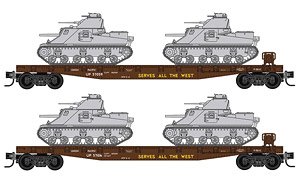 (N) 50ft Fish Berry Side Flat Car UP (2-Car Set) (Model Train)