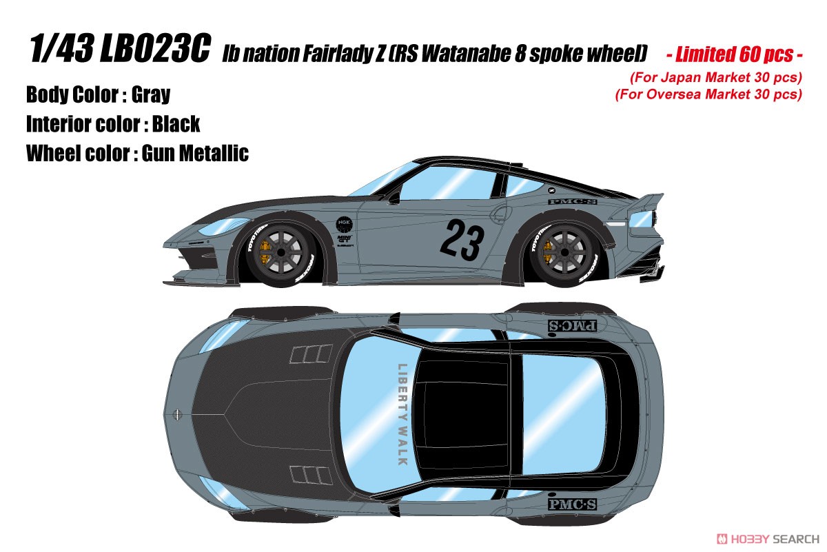 lb nation Fairlady Z(RZ34) (RS Watanabe 8spoke wheel) グレー (ミニカー) その他の画像1