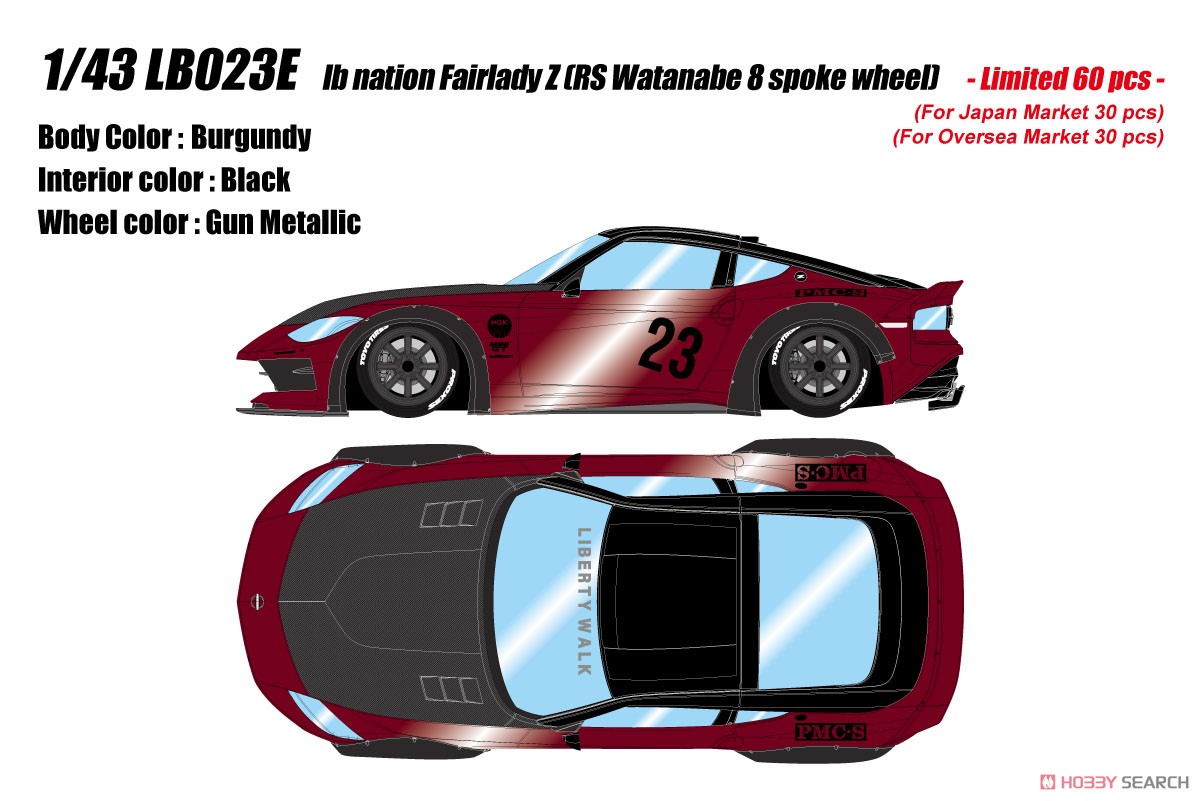 lb nation Fairlady Z(RZ34) (RS Watanabe 8spoke wheel) バーガンディ (ミニカー) その他の画像1