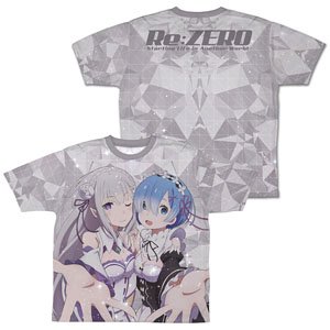Re:ゼロから始める異世界生活 エミリア&レム 両面フルグラフィックTシャツ M (キャラクターグッズ)