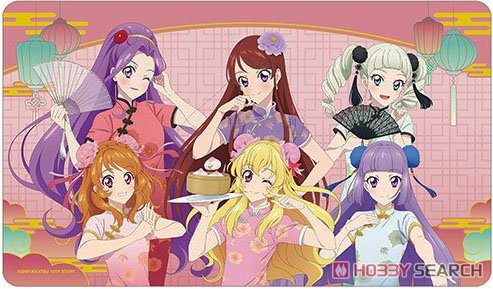 アイカツ！ 10th STORY ～未来へのSTARWAY～ 描き下ろし 集合 チャイナドレスver. マルチデスクマット (カードサプライ) 商品画像1