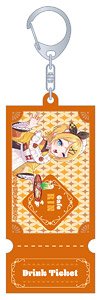 Hatsune Miku Series Ticket Style Acrylic Key Ring B Kagamine Rin Japanese Style Cafe (Anime Toy)