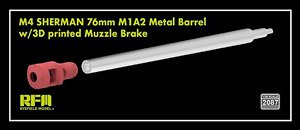 M4 シャーマン用76mm M1A2 金属砲身w/3Dプリンター製 マズルブレーキ (プラモデル)