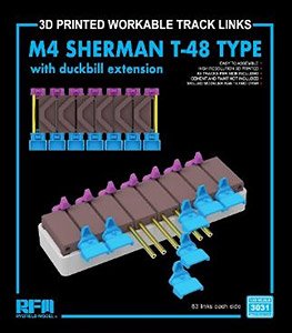 M4 Sherman T-48 Type Workable Track Links w/Duckbill Extension (3D Printed) (Plastic model)