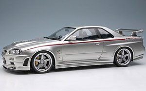 NISSAN SKYLINE GT-R (BNR34 NISMO S-tune Version) 2004 Silver / Nismo Stripe (Diecast Car)