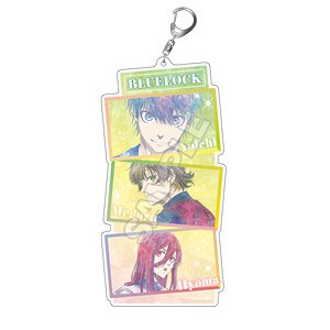 Blue Lock Jewel Flash Acrylic Key Ring Big Yoichi Isagi & Meguru Bachira & Hyoma Chigiri (Anime Toy)