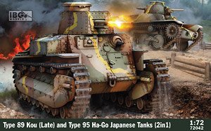 Type 89 Kou(Late) and Type 95 Ha-Go Japanese Tank (2 in 1) w/Cart (Plastic model)