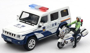 BAIC BJ180 China People`s Police Motocycle Escort Set (Diecast Car)