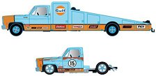 1973 シボレー C30 ウェッジトラック & 1978 シボレー シルバラード 10 ブルー/オレンジ Gulf (ミニカー)