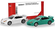 (HO) ミニキット ポルシェ911 GT3(996) ホワイト/グリーン (2台セット) (鉄道模型)