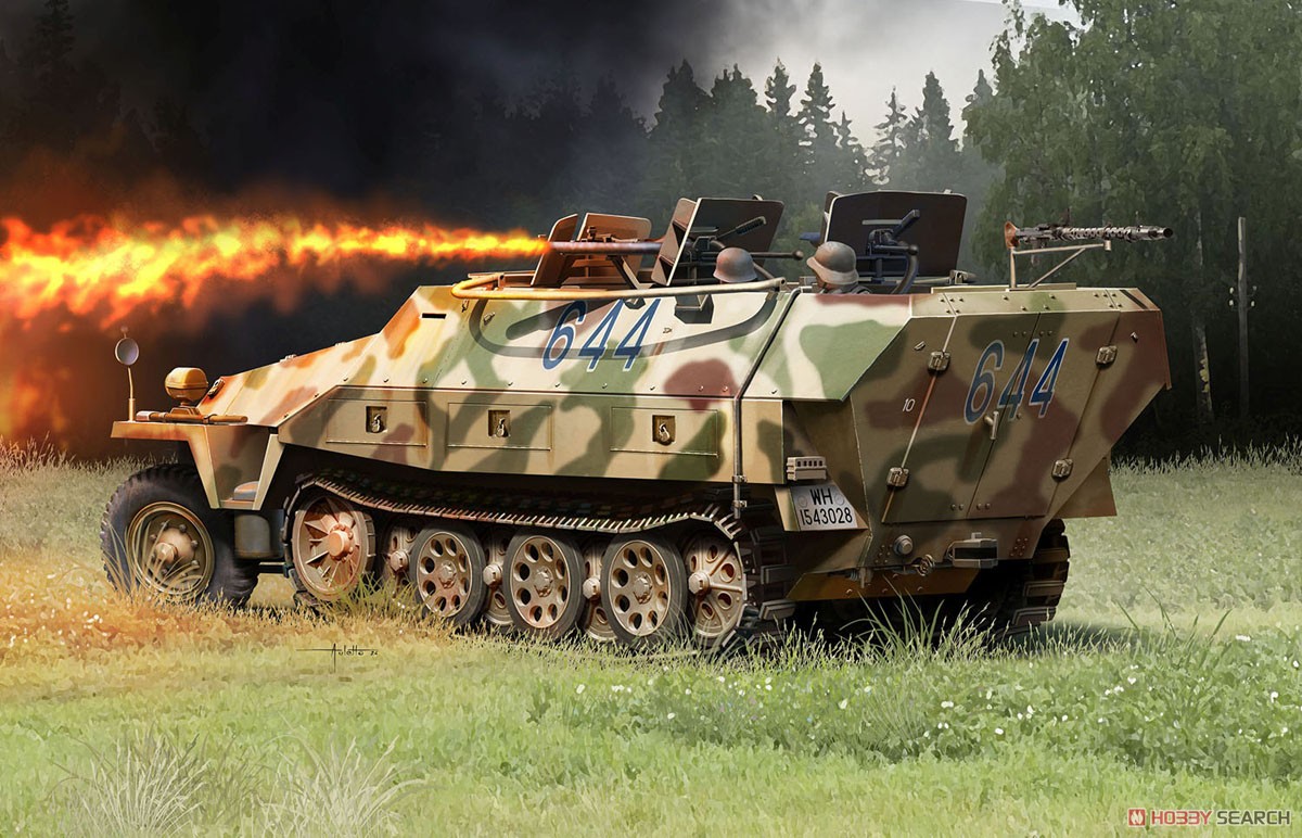 WW.II ドイツ軍 Sd.Kfz.251/16 D型 火焔放射タイプ EZトラック/金属製車幅ポール/フィギュア3体付属 豪華仕様 (プラモデル) その他の画像1