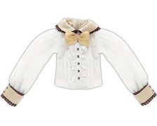 PNS Blue Bird`s Song Ribbon Blouse White x Beige (Fashion Doll)