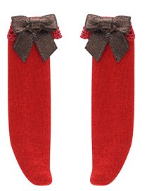 PNS Big Ribbon Socks Raspberry x Chocolate (Fashion Doll)