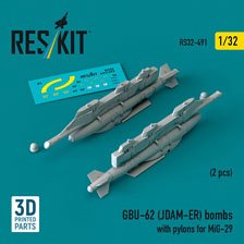 GBU-62 (JDAM-ER) bombs with pylons for MiG-29 (2 pcs) (3D Printed) (Plastic model)